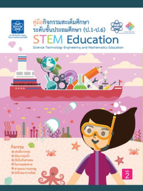 ปกหนังสือ คู่มือกิจกรรมสะเต็มศึกษา ระดับชั้นประถมศึกษา (ป.1-ป.6) เล่ม 2